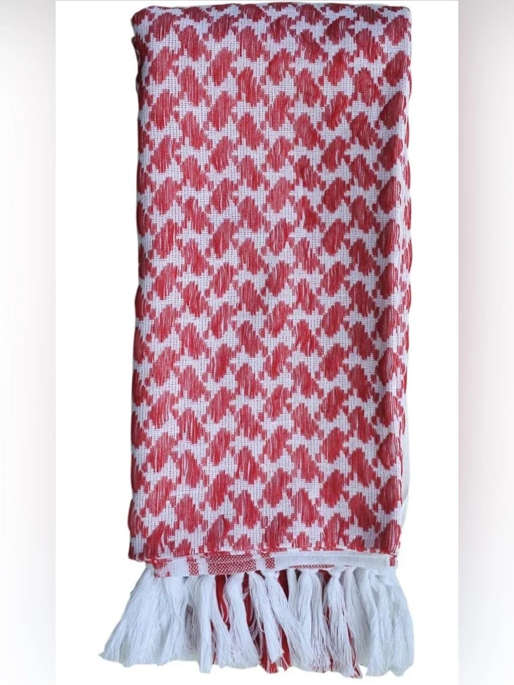 Explore Land Red & White Cotton Shemagh Keffiyeh Tactical Desert Scarf 41x43